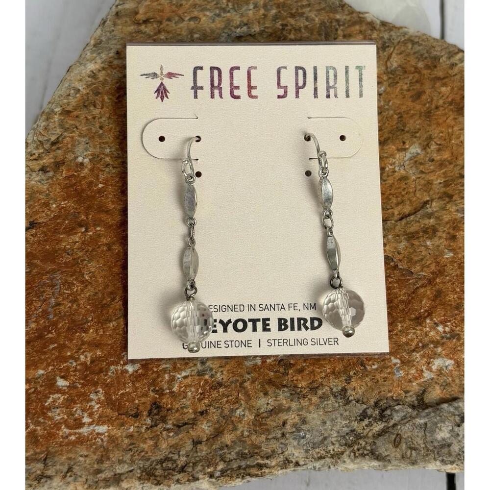 Peyote Bird Free Spirit Sterling Silver Clear Stone Drop Earrings Santa Fe J020
